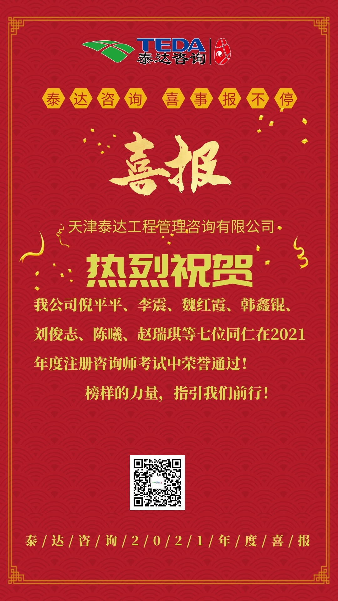 喜報(bào)！熱烈祝賀我司7位同仁通過(guò)咨詢工程師考試！